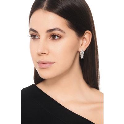 Pendientes Diseño Colgantes Diamantes Oro Blanco