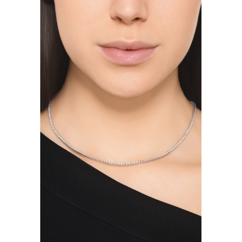 Collar Tennis en Oro Blanco 18k con Diamantes Naturales