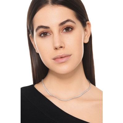 Collar tennis en oro blanco 18k con diamantes naturales ct 0.04 