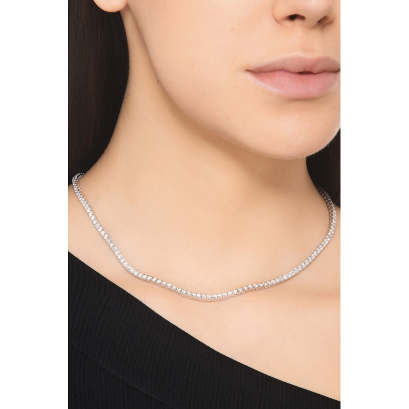 Collar tennis en oro blanco 18k con diamantes naturales ct 0.04 