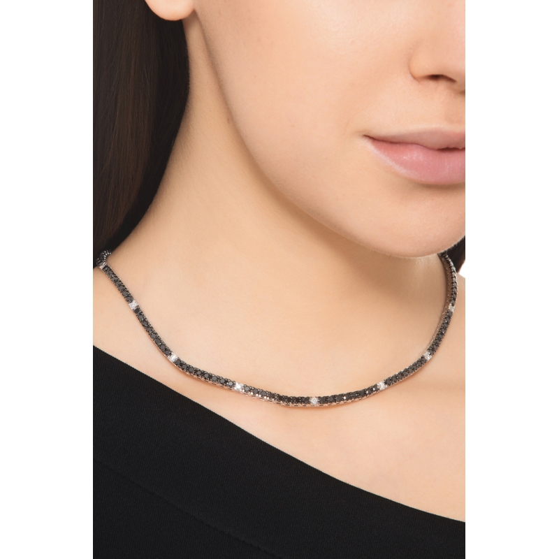 Collar tennis en diamantes negros y blancos oro 750