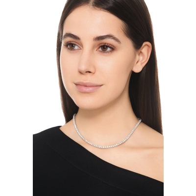 Collar tennis de diamantes blancos or 750 