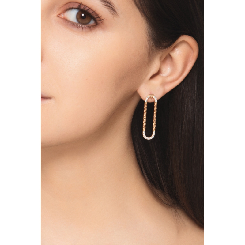 Pendientes en oro rosa 18K con detalles de diamantes