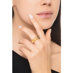 Anillo en Oro Amarillo 750 con Zafiros Multicolor Corte Oval 2