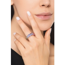 Anillo Eternity en Oro amarillo 750 con zafiros multicoloR talla oval 2