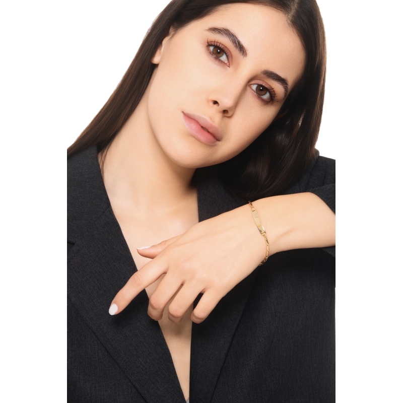 Pulsera de oro amarillo 18k con placa personalizable