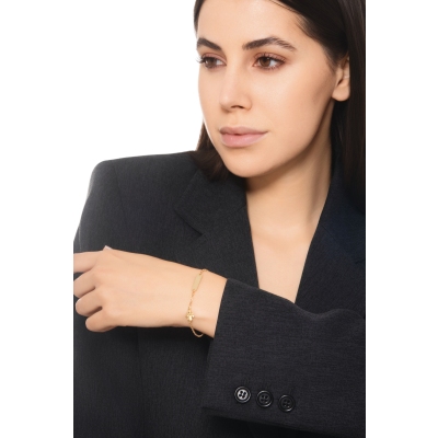 Pulsera de oro amarillo 18k con placa y angelito