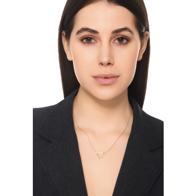 Collar hoja en oro amarillo 18k