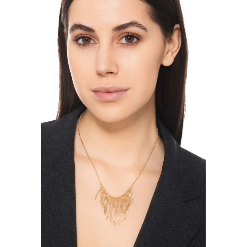 Collar en oro amarillo 18k con bolitas godronadas y barras lisas