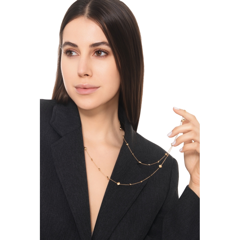 Collar de oro amarillo 18k con cuadrados brillantes 90 cm