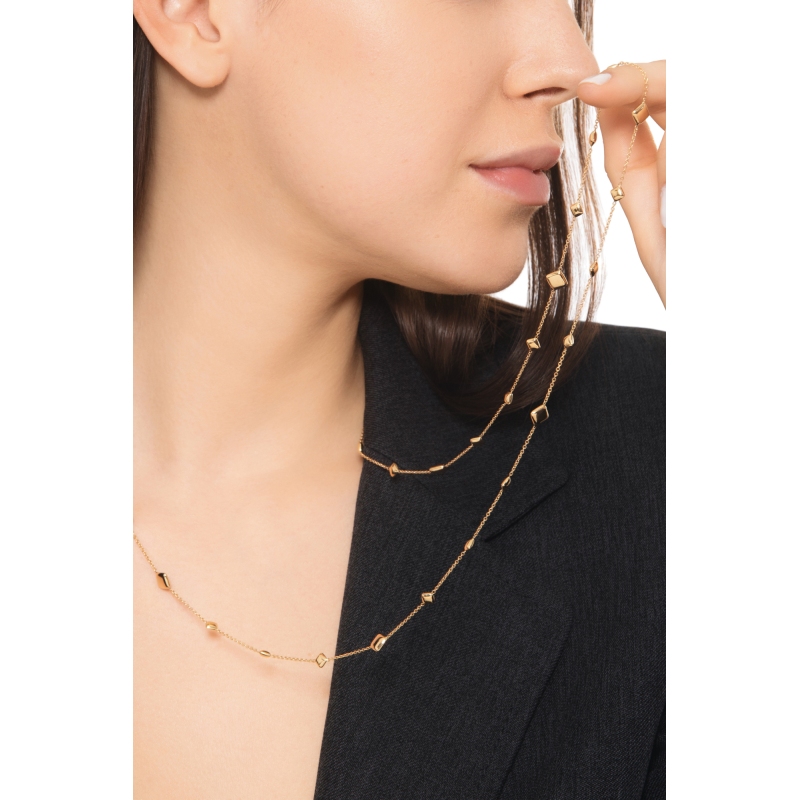 Collar de oro amarillo 18k con cuadrados brillantes 90 cm