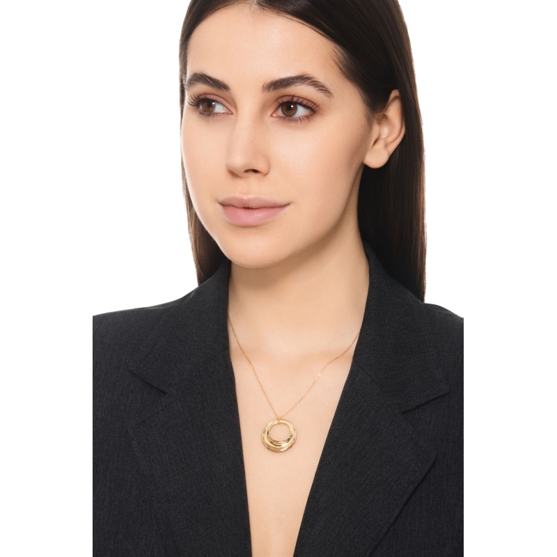 Collar de oro amarillo 18k con colgante circular calado