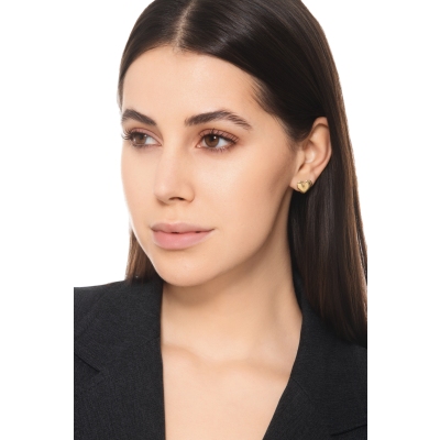 Pendientes corazón a rayas en oro amarillo 18k