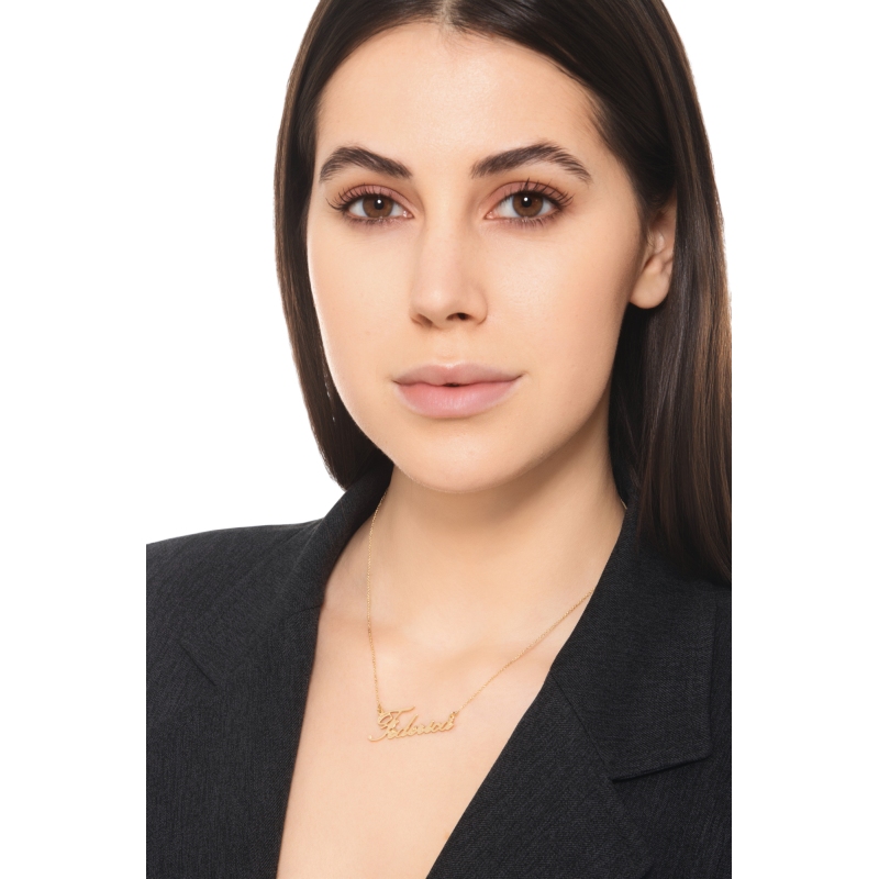 Collar personalizable en oro amarillo 18k con nombre en cursiva