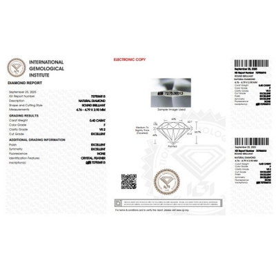 Diamante certificado IGI CT 0.40 F VS2