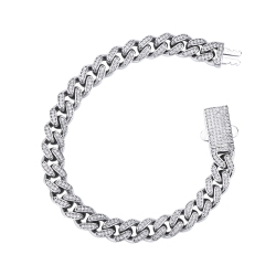 Pulsera Cuban Link en oro blanco 750 con diamantes