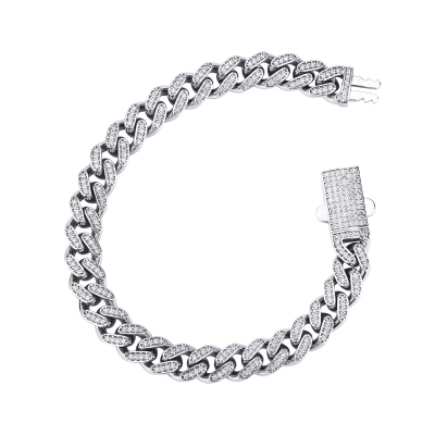 Pulsera Cuban Link en oro blanco 750 con diamantes