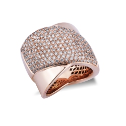 Anillo banda oro rosa 18K diamantes brillantes