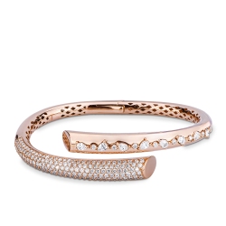 Pulsera semirrígida diseño en oro rosa 18k con diamantes