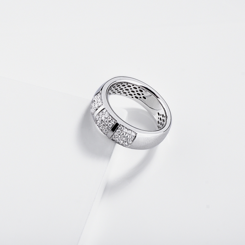 Anillo de Hombre en Oro Blanco 750 con Diamantes Naturales