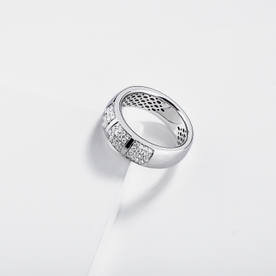 Anillo de Hombre en Oro Blanco 750 con Diamantes Naturales