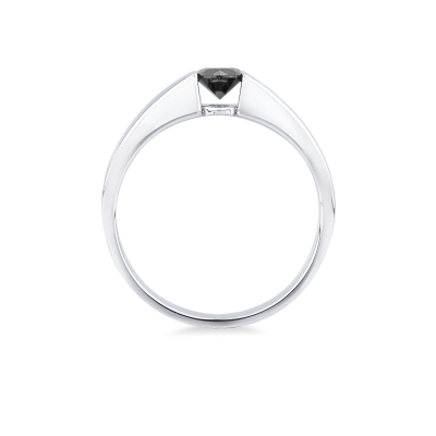 Anillo Solitario en Oro Blanco 750 con Diamante Negro 0.45 ct