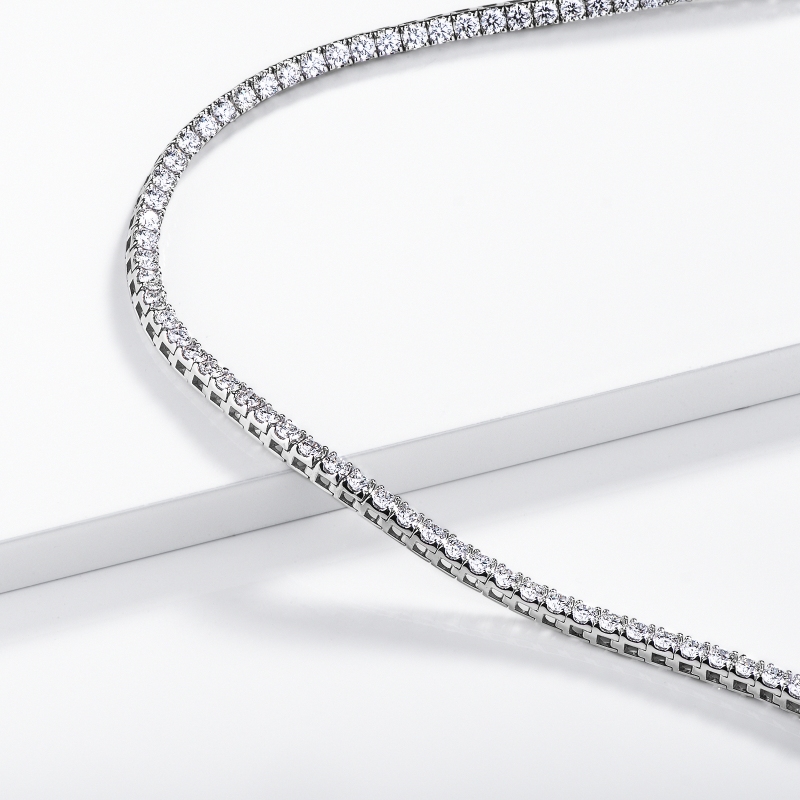 Collar tennis de diamantes blancos or 750 