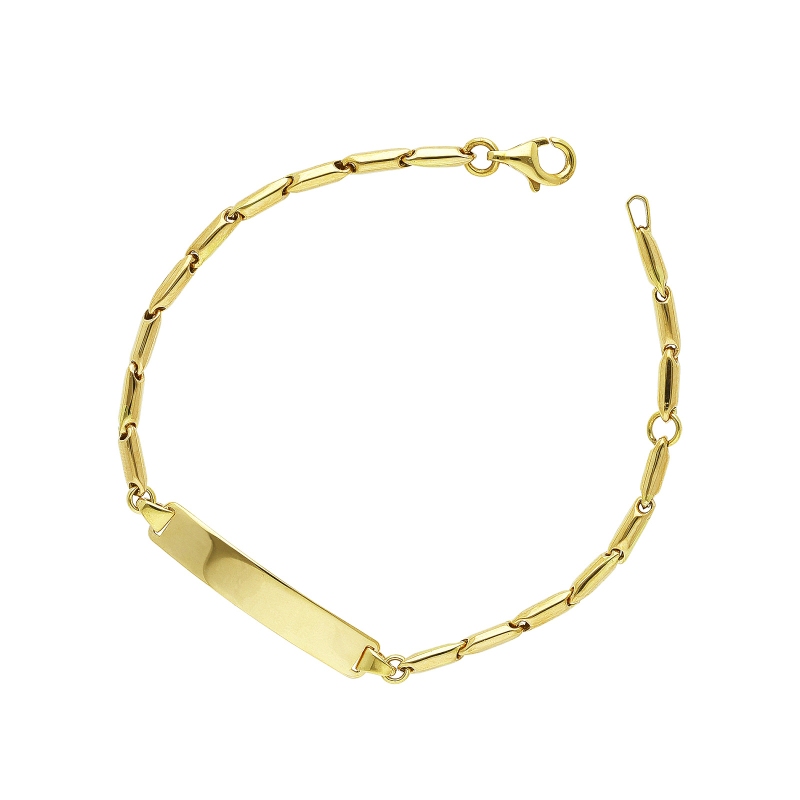 Pulsera de oro amarillo 18k con placa personalizable
