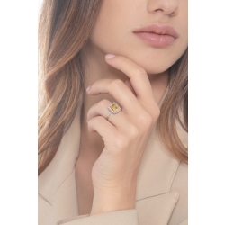 Anillo en oro blanco 18k con citrino rectangular y diamantes 2