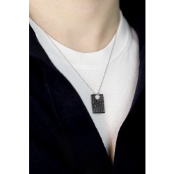 Collar en oro blanco 18k con colgante de diamantes negros 50 cm 2