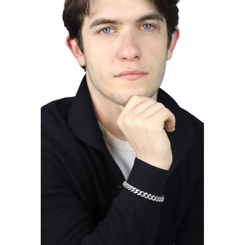 Pulsera Cuban Link en oro blanco 750 con diamantes