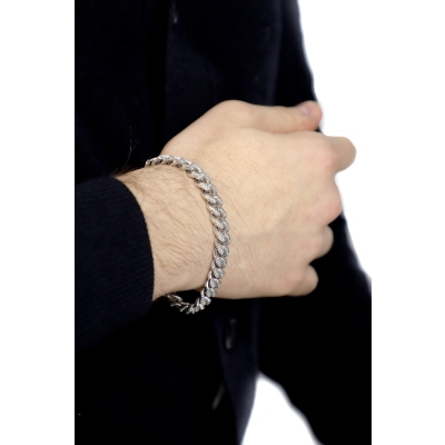 Pulsera Cuban Link en oro blanco 750 con diamantes