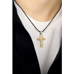 Colgante cruz en oro 18K blanco y amarillo con Cristo 2