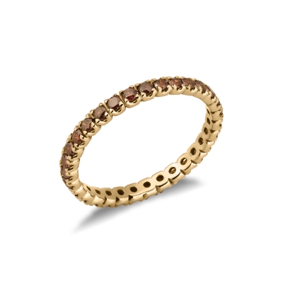 Anillo Eternity en oro amarillo 18k con diamantes cognac