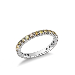 Anillo Eternity en oro blanco 18k con diamantes amarillos