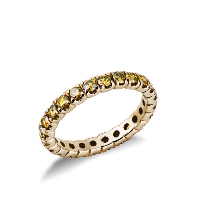 Anillo Eternity oro amarillo 18k diamantes amarillos