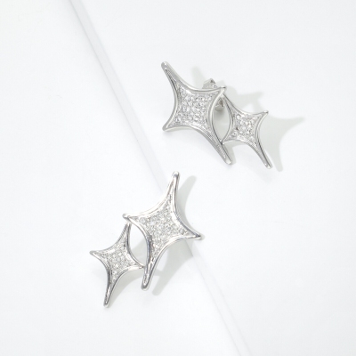 Pendientes en oro blanco 18k estrellas con diamantes