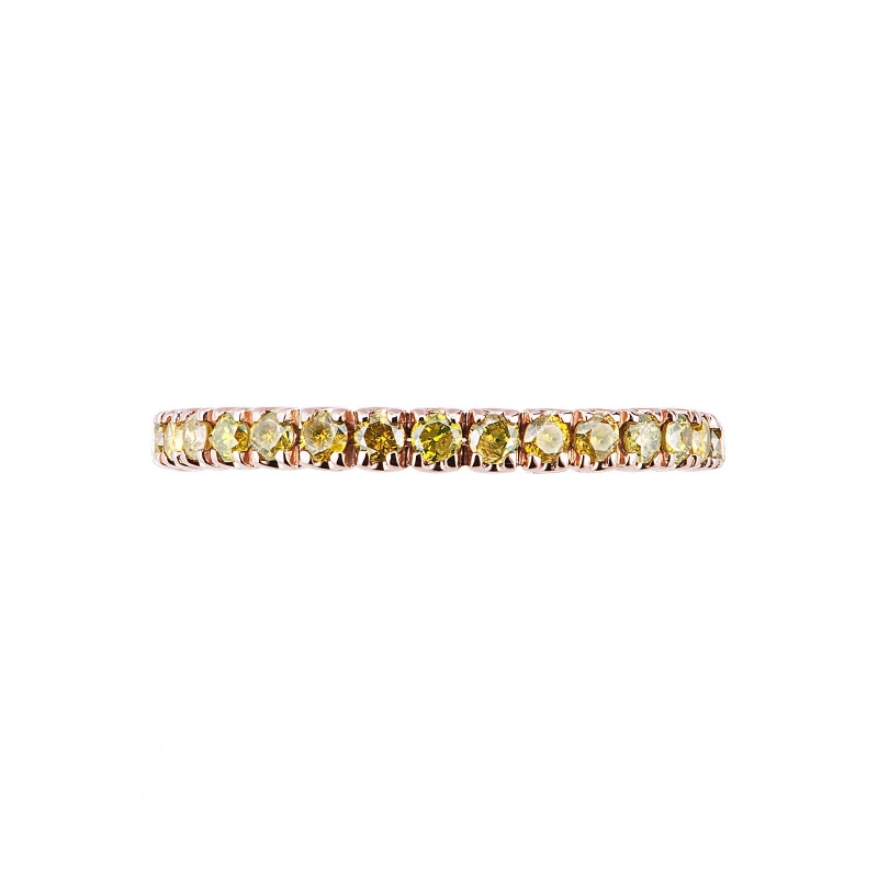 Anillo Eternity en oro rosa 18k con diamantes amarillos