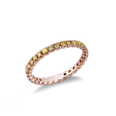 Anillo Eternity en oro rosa 18k con diamantes amarillos