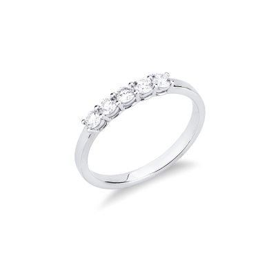 Sortija 5 Diamantes 0.40ct Oro Blanco 18K