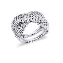 Anillo Oro Blanco 18k cruzado con diamantes