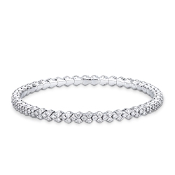 Pulsera elástica de diseño en oro blanco 18k con diamantes