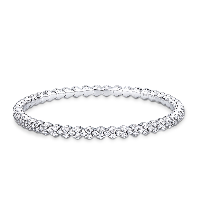 Pulsera elástica de diseño en oro blanco 18k con diamantes