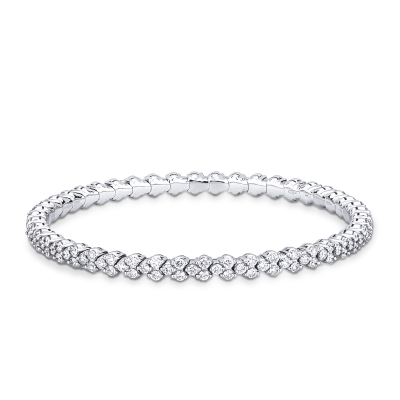 Pulsera elástica de diseño en oro blanco 18k con diamantes