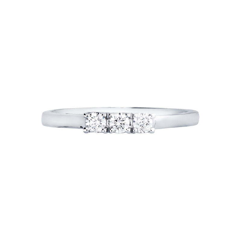 Anillo trilogy lineal en oro blanco 18k con diamantes 0.15 ct
