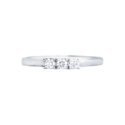 Anillo trilogy lineal en oro blanco 18k con diamantes 0.15 ct