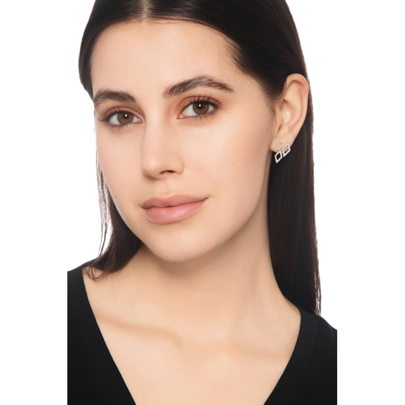 Pendientes en oro blanco 18k con diamantes rombos