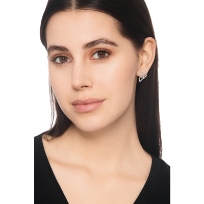 Pendientes en oro blanco 18k con diamantes rombos