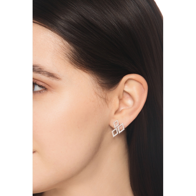 Pendientes en oro blanco 18k con diamantes rombos