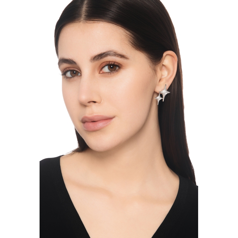 Pendientes en oro blanco 18k estrellas con diamantes